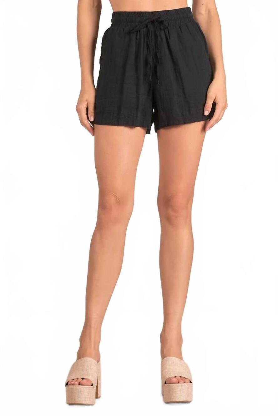 NEW ELAN gauze drawstring shorts in black